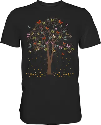 Produktbild von Frauen Schmetterlinge Baum T-Shirt – Black / 5XL