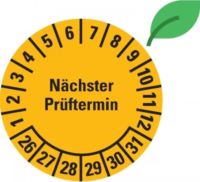 Produktbild von Dreifke® Prüfplakette Nächster Prüftermin 26-31, gelb, ökologische Folie, Ø 3...