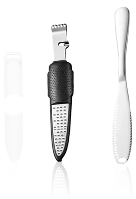 Zitronenreibe und Käsemesser, Edelstahl, 18 cm, 20,5 cm, schwarz/silber