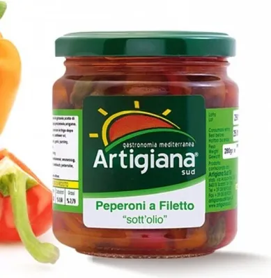 Produktbild von Paprikaschoten mit Kapern und Oliven 280g - Artigiana