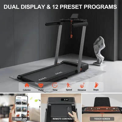 Obrázok produktu pre 3 v 1 bežecký pás a chodecký pás – FT50-PL – Výkonný motor s výkonom 2,5 HP – Rýchlosť až 12 km/h – Bluetooth, aplikácia a reproduktory – Tréningové programy (12) – Sklopný – Diaľkové ovládanie