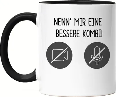 Produktbild von Nenn' Mir Eine Bessere Kombi Tasse Schwarz Mikrofon Videokonferenz Lautsprecher Internetverbindung Kamera Homeoffice