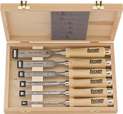Produktbild von Forum Stechbeitel-Satz mit Holzheft 6-tlg. im Holzkasten