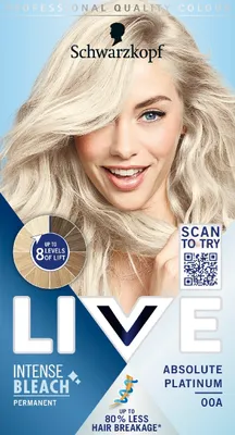 Zdjęcie produktu dla Schwarzkopf Live Intense Bleach Rozjaśniacz do włosów 00A Absolute Platinum