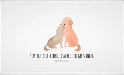 Produktbild von Mr. & Mrs. Panda Handtuch Hunde Liebe - Weiß - Geschenk, Frotteehandtuch, Herz, Hund, Verliebt, 100x50, Flauschtuch, gesichtshandtuch, Wunder, Optimitisch, Sprüche
