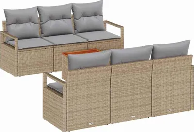 Produktbild von vidaXL Gartensofa-set 7 stk. Beige Poly-Rattan