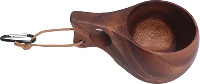 Imagen del producto de Taza de camping de madera, con una veta de madera única, taza de madera portátil con asa, taza para beber café, té, leche, estilo 1