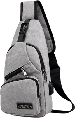 Image de Sac à bandoulière pour homme avec port USB, A0575 Gris