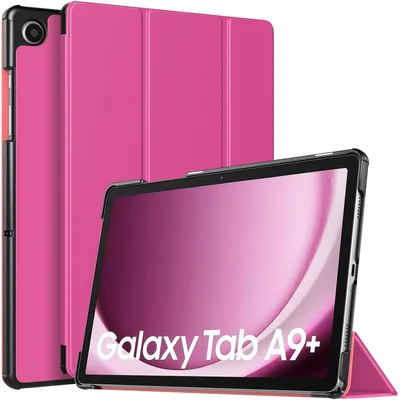 Immagine prodotto di Custodia protettiva per Samsung Galaxy Tab A9+/A9 Plus 11" 2023, con supporto integrato e funzione di accensione/spegnimento automatico, colore: rosso begonia