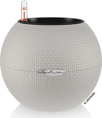 Produktbild von LECHUZA-Pflanzgefäß PURO Color 20 Sandbraun | Tischgefäß mit Bewässerungssystem und Pflanzeinsatz | Webstruktur-Optik | Ø 20 x 16 cm | 13378