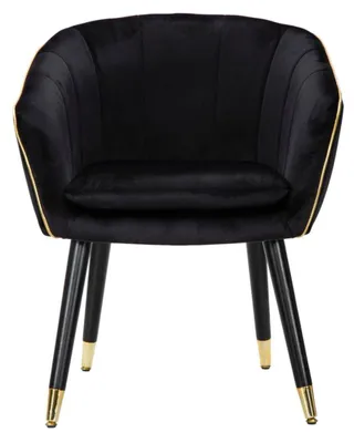Produktbild von Paris Glam Sessel in Schwarz und Gold – Polstersessel mit schwarzen Holzbeinen und goldenen Details, Maße 62 x 58 x 78 cm