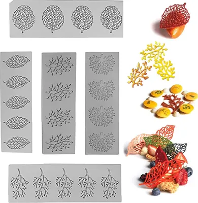 Produktbild von Silikonform Blätter - Tortendekorationsform - Silikon-Tortendruckmatte - Schokoladen-Zuckerform