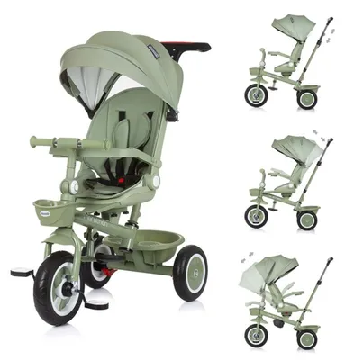 Produktbild von Chipolino Tricycle Marathon 2 in 1 Dreirad, Sitz umkehrbar, Gummiräder, Dach grün