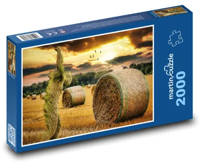 Obrázok produktu pre martinpuzzle - Puzzle 2000 - Západ slnka - lúka, balík sena