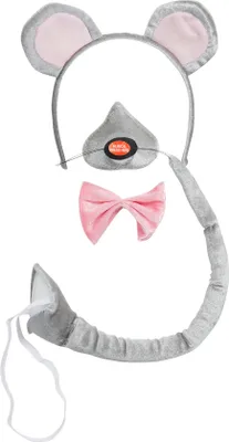 Immagine prodotto di Set di accessori per costume da topo unisex Bristol Novelty con suono BN2044 (taglia unica) (Grigio/Rosa)