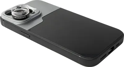 Produktbild von SYSTEM-S Makro Linse 30x Mikroskop Filter mit Hülle in Schwarz für iPhone 14 Pro