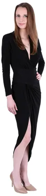 Produktbild von John Zack Schwarzes, drapiertes Maxikleid XL