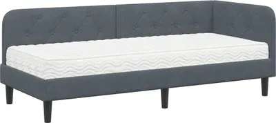 Zdjęcie produktu dla vidaXL Łóżko narożne ciemnoszare 80 x 200 cm aksamit