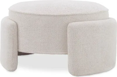 Produktbild von Casa Padrino Luxus Hocker Cremeweiß Ø 73 x H. 38 cm - Runder Sitzhocker - Rundhocker - Fußhocker - Wohnzimmer Möbel - Hotel Möbel - Luxus Möbel
