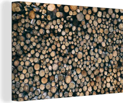 Produktbild von OneMillionCanvasses® - Leinwandbilder - 140x90 cm, Ein Bild voller aufgestapelter und gefällter Baumstämme, Wandbilder Kunstdruck Wanddekoration