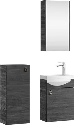 Produktbild von Planetmöbel Badmöbel-Set Waschtisch mit Unterschrank 40 cm & Spiegelschrank 40 cm & Midischrank Anthrazit