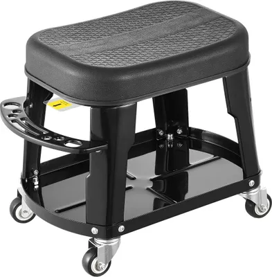 Produktbild von Mechanikerhocker mit Rollen, Werkstattsitz, 300 lbs Tragkraft, mit Rädern und Werkzeugablage