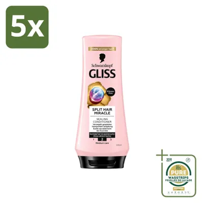 Productafbeelding van 5 x Gliss Hair Repair Conditioner voor beschadigd haar, herstelt gespleten haren - 200 ml - Voordeelverpakking - 5 stuks