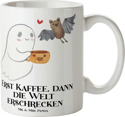 Produktbild von Mr. & Mrs. Panda Becher Gespenst Kaffee - Weiß - Geschenk, Tasse, Kaffeetasse, kaffeebecher bedruckt, Geschenke, Keramikbecher, Pott