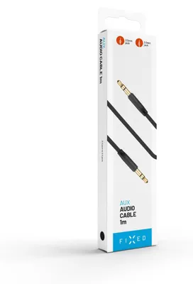 Productafbeelding van Platte audio AUX-kabel, vast, met 2 x 3,5 mm jackconnectoren, zwart