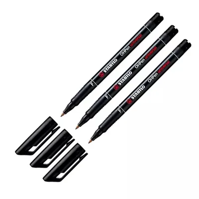 Produktbild von 3 x Stabilo OHPen Folienschreiber OHP-Marker F, permanent 0,7 mm schwarz