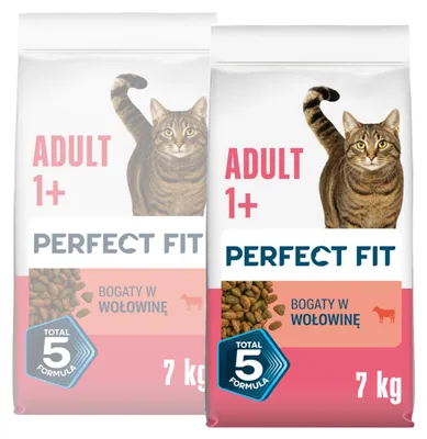 Produktbild von Perfect Fit Adult 1+ Trockenfutter für erwachsene Katzen mit Rindfleisch 2x7kg