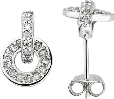 Produktbild von Ohrstecker aus 925 Silber rhodiniert mit 40 Zirkonia Ohrringe Ohrschmuck Damen