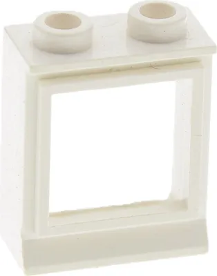 Produktbild von 1x Lego Fenster Rahmen 1x2x2 weiß ohne Loch Scheibe transparent weiß 7026c01