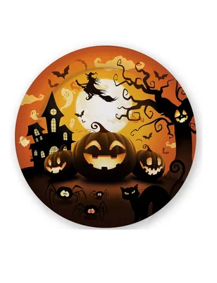 Zdjęcie produktu dla 6 papierowych talerzyków z dynią na Halloween