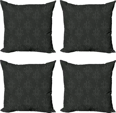 Produktbild von ABAKUHAUS Dunkelgrau Kissenbezug Set (4 Stück), Antiker Damast-3D, Moderner Doppelseitiger Digitaldruck, 45 cm x 45 cm, Koksgraue Dimgrey