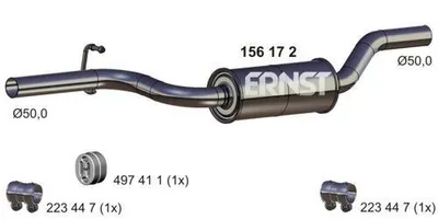 Produktbild von ERNST 156172 Mittelschalldämpfer Schalldämpfer für VW Passat Variant (3C5) Passat Variant (365) Passat Limousine (3C2) Passat Limousine (362)