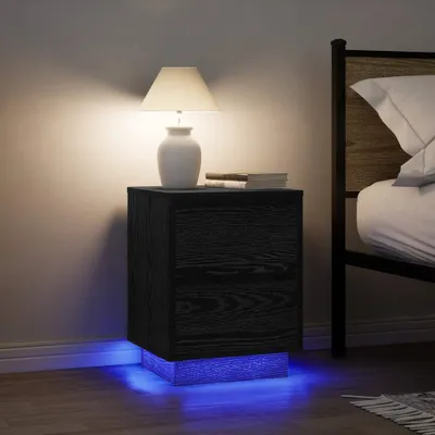 Obrázok produktu pre vidaXL Nočné stolíky s LED osvetlením 2 ks čierne 38x34x50 cm