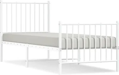 Obrázek produktu pro vidaXL Postel s čelem a nohou kovová bílá 80x200 cm