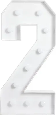 Image de Chiffre lumineux/lettre lumineuse - Présentoir au sol - Grand format - Avec ampoules - Cadre en plastique - Blanc