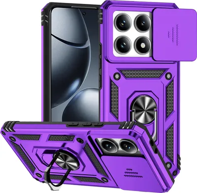 Obrázek produktu pro Pouzdro pro Xiaomi 14T Pro dvouvrstvé pouzdro s posuvným krytem kamery a prstencovým stojánkem Fialová