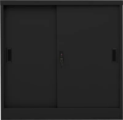 Produktbild von vidaXL Büroschrank mit Schiebetür Schwarz 90x40x90 cm Stahl