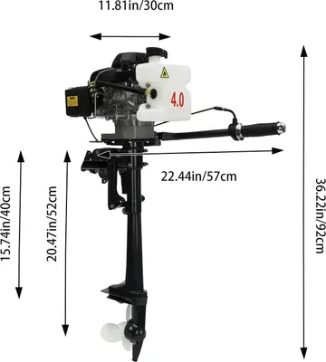 Image de Moteur hors-bord essence - Moteur de bateau 4 temps - 2,2 kW / 3 chevaux - Refroidissement par air - Étanche - Idéal pour la pêche et les longues distances - Noir