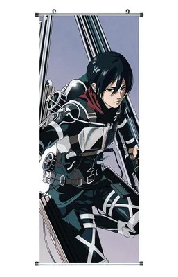 Zdjęcie produktu dla Attack on Titan scroll picture | Kakemono Mikasa Ackermann | Plakat 100x40cm | Tkanina