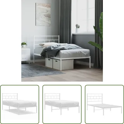 Produktbild von The Living Store Bettgestell mit Kopfteil Metall Weiß 107x203 cm