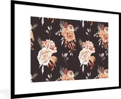 Produktbild von MuchoWow® Gerahmtes Poster Blumen - Blätter - Natur 90x60 cm - Poster mit Schwarzem Bilderrahmen Wandposter Rahmen Foto Bilder - Wanddekoration - Fotos