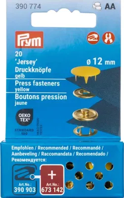 Produktbild von Prym Jersey, Nieten-Druckknopf-Verschluss, Messing, Gelb, Rund, , 1,2 cm