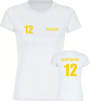 Produktbild von multifanshop Damen T-Shirt - Dortmund - Trikot Nummer 12, weiß, Größe M