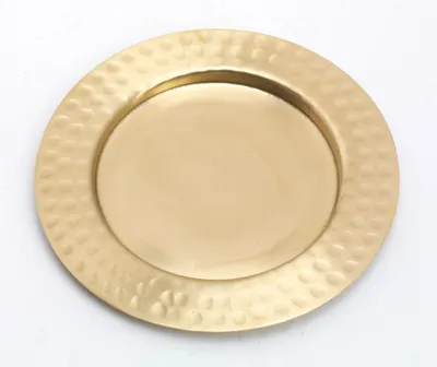 Produktbild von Kerzenteller, Dekoteller, Messing Gold Matt (Innen Ø 8 cm, Außen Ø 12,5 cm)