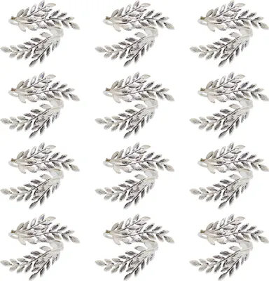 Produktbild von 12 Stück Serviettenringe in Weizenkopfform, wiederverwendbare Serviettenhalter aus Metall, dekorative Serviettenringe für Zuhause, Hotel, Esstisch, Partys, Dekoration