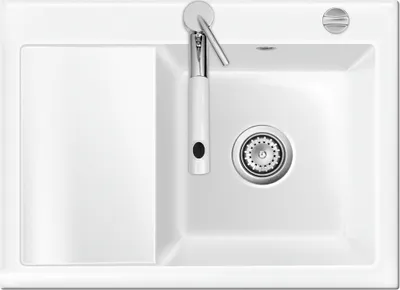 Produktbild von Auflagespüle KeraDomo MERA 70 Grönland mit Becken rechts und Excenterbedienung